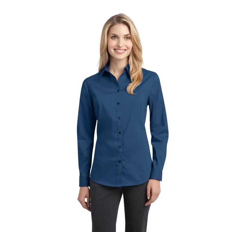 Port Authority L646 Ladies Stretch Poplin Shirt – Moonlight Blue