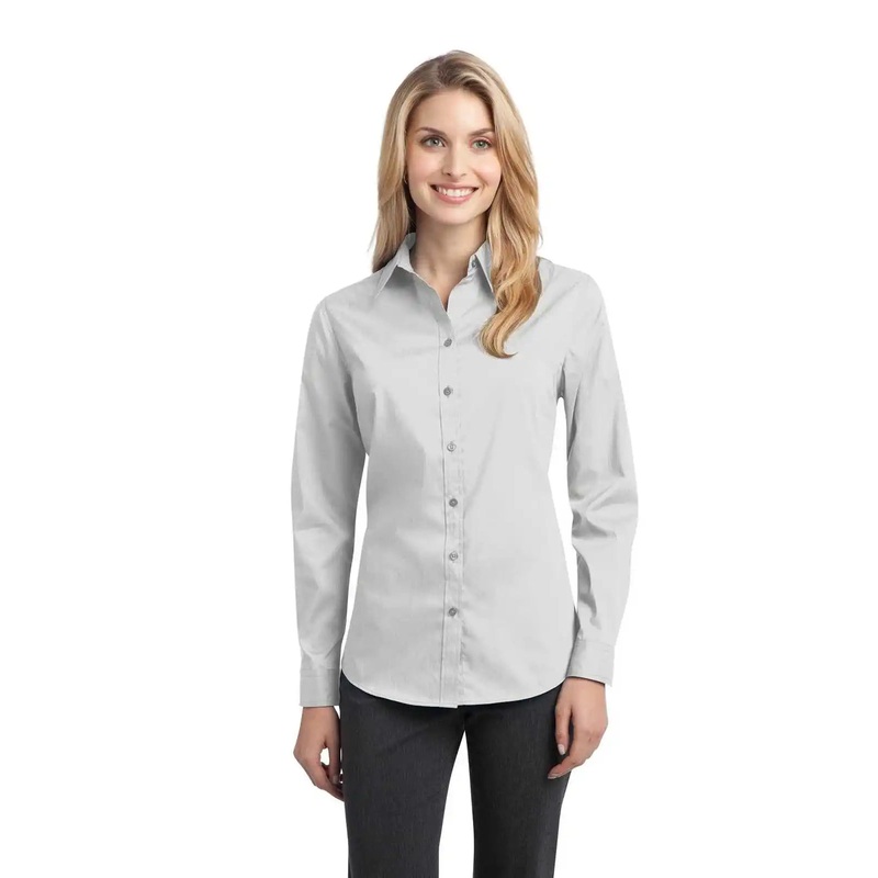 Port Authority L646 Ladies Stretch Poplin Shirt – White