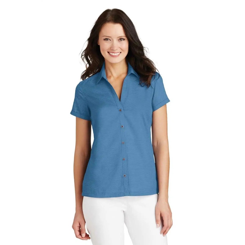 Port Authority L662 Ladies Textured Camp Shirt – Celadon