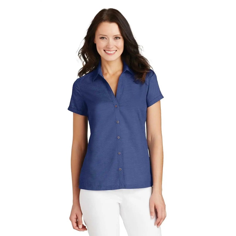 Port Authority L662 Ladies Textured Camp Shirt – Royal