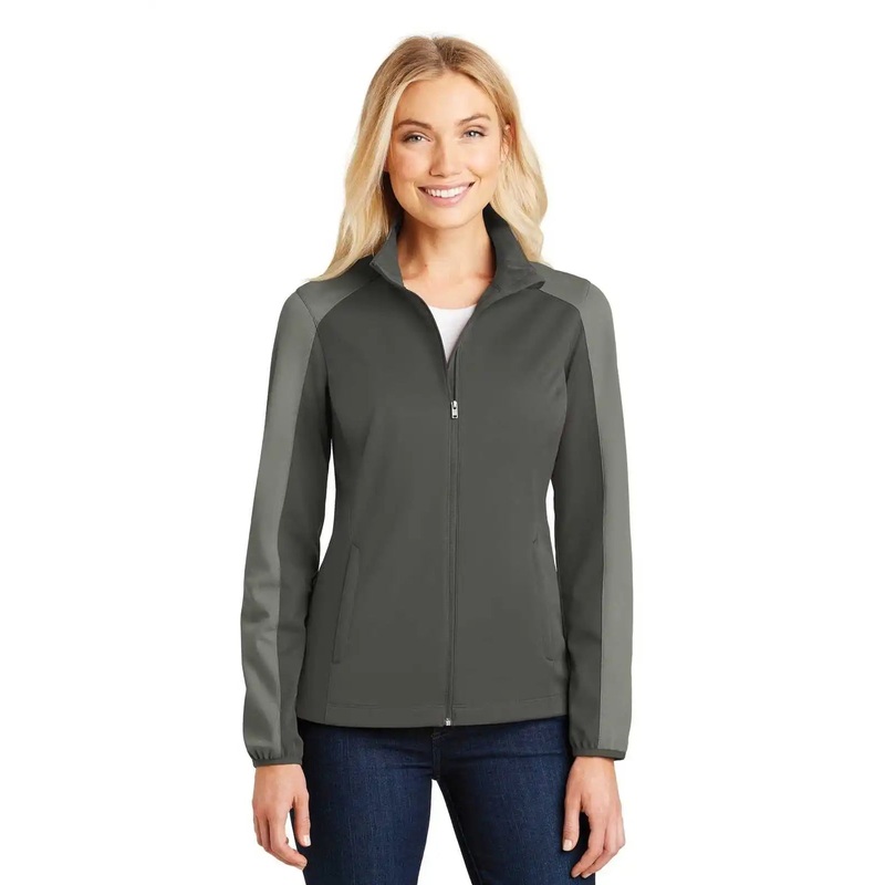 Port Authority L718 Ladies Active Colorblock Soft Shell Jacket – Gray Steel Rogue Gray