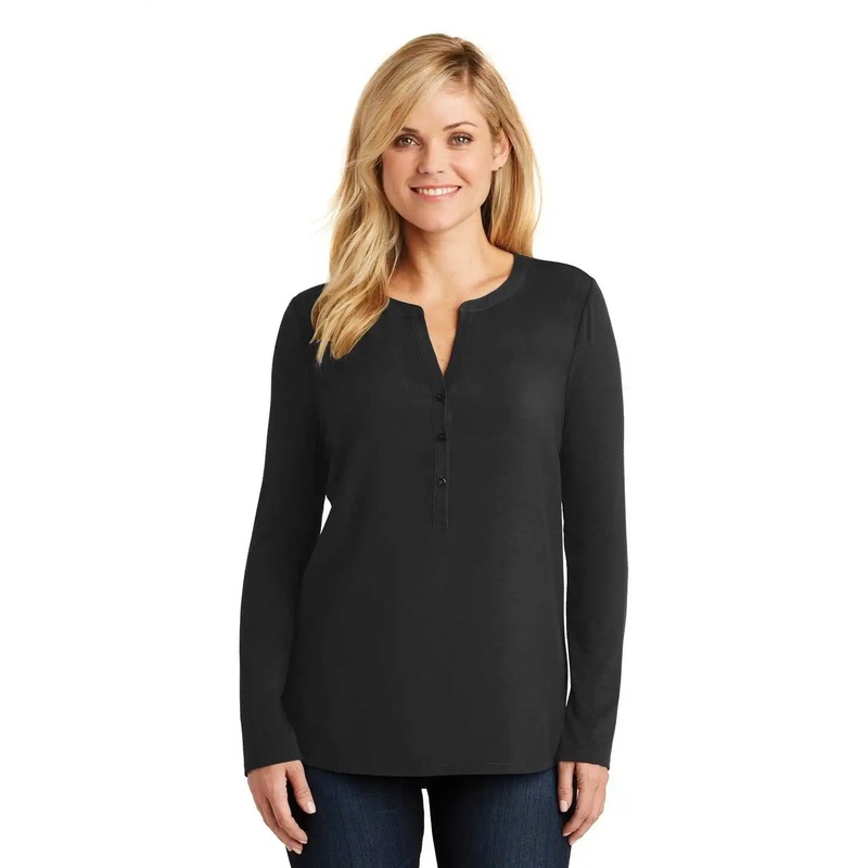 Port Authority LK5432 Ladies Concept Henley Tunic – Black