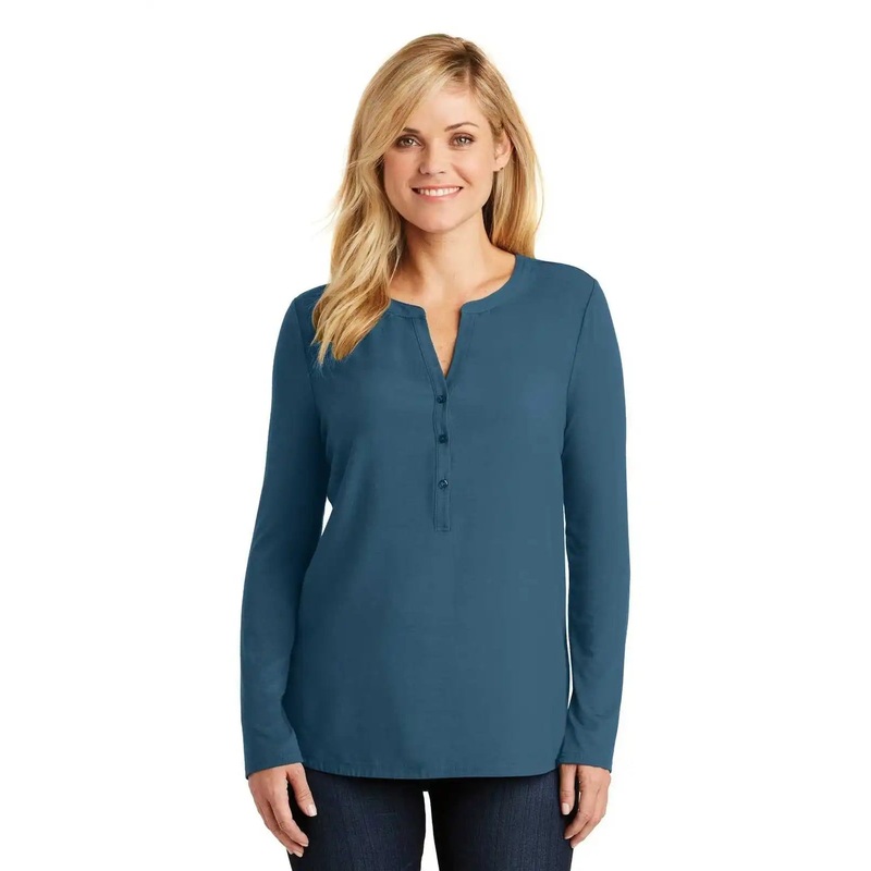 Port Authority LK5432 Ladies Concept Henley Tunic – Dusty Blue