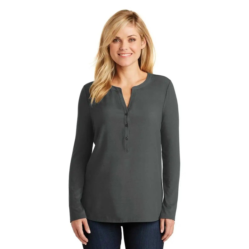 Port Authority LK5432 Ladies Concept Henley Tunic – Gray Smoke