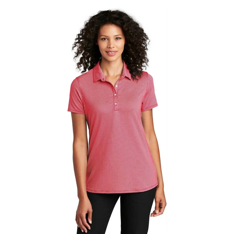 Port Authority LK646 Ladies Gingham Polo – Rich Red White