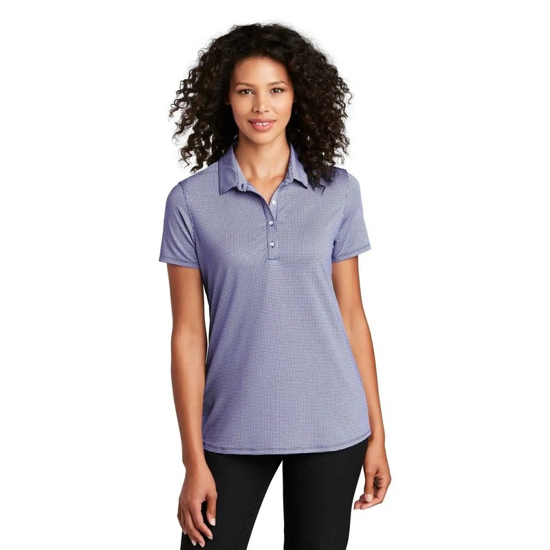Port Authority LK646 Ladies Gingham Polo – True Navy White