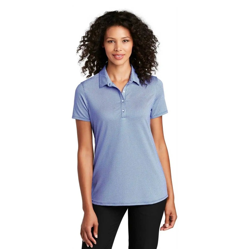 Port Authority LK646 Ladies Gingham Polo – True Royal White