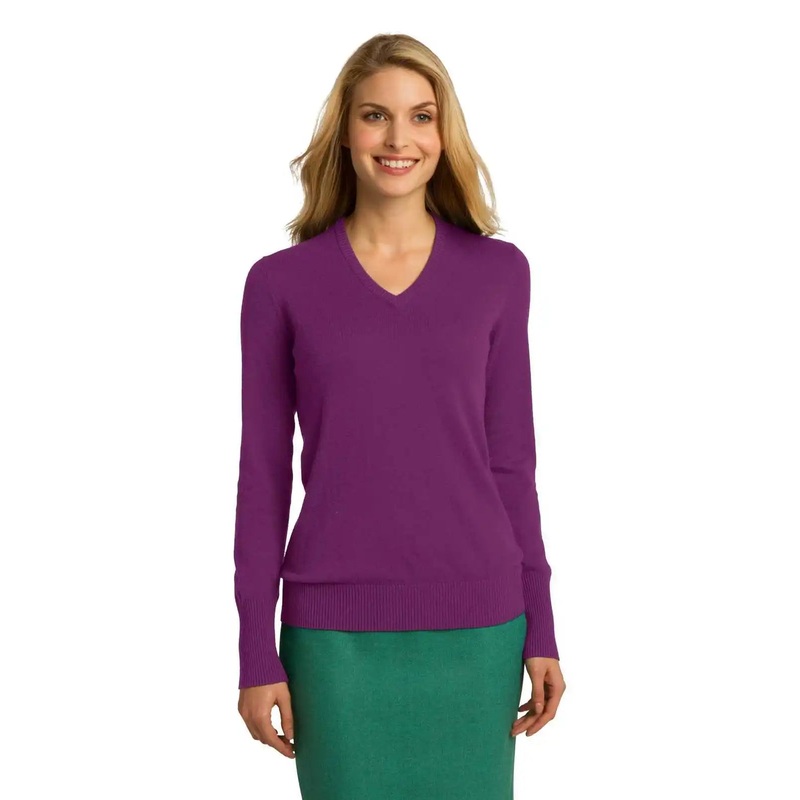 Port Authority LSW285 Ladies V-Neck Sweater – Deep Berry