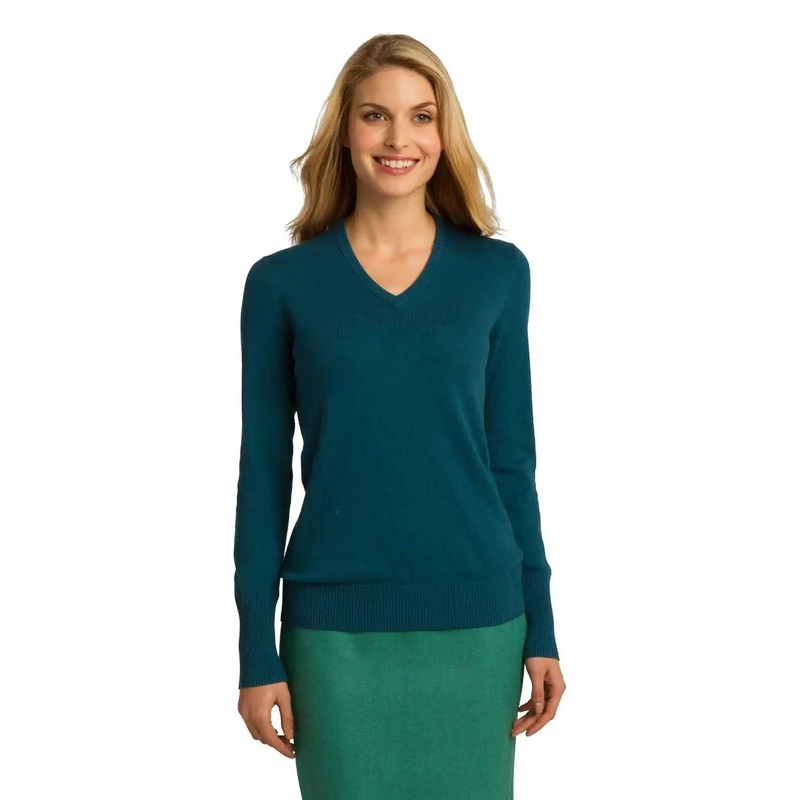 Port Authority LSW285 Ladies V-Neck Sweater – Moroccan Blue