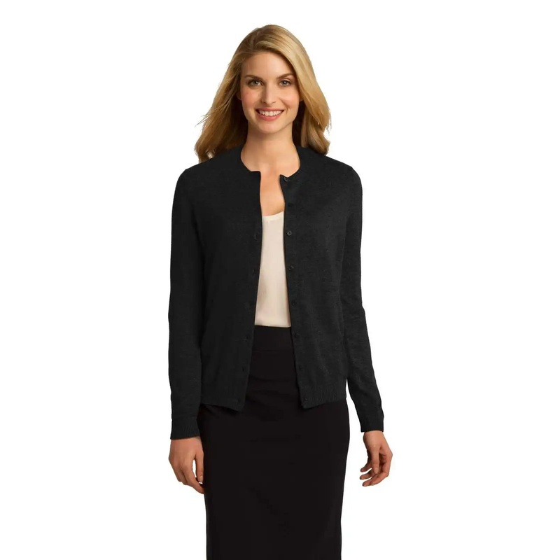 Port Authority LSW287 Ladies Cardigan Sweater – Black