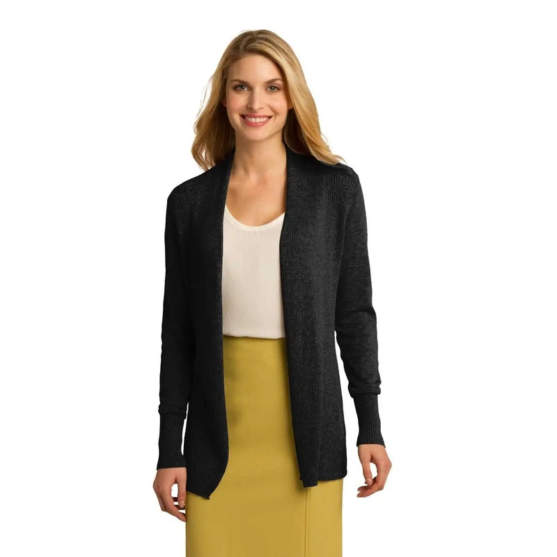 Port Authority LSW289 Ladies Open Front Cardigan Sweater – Black