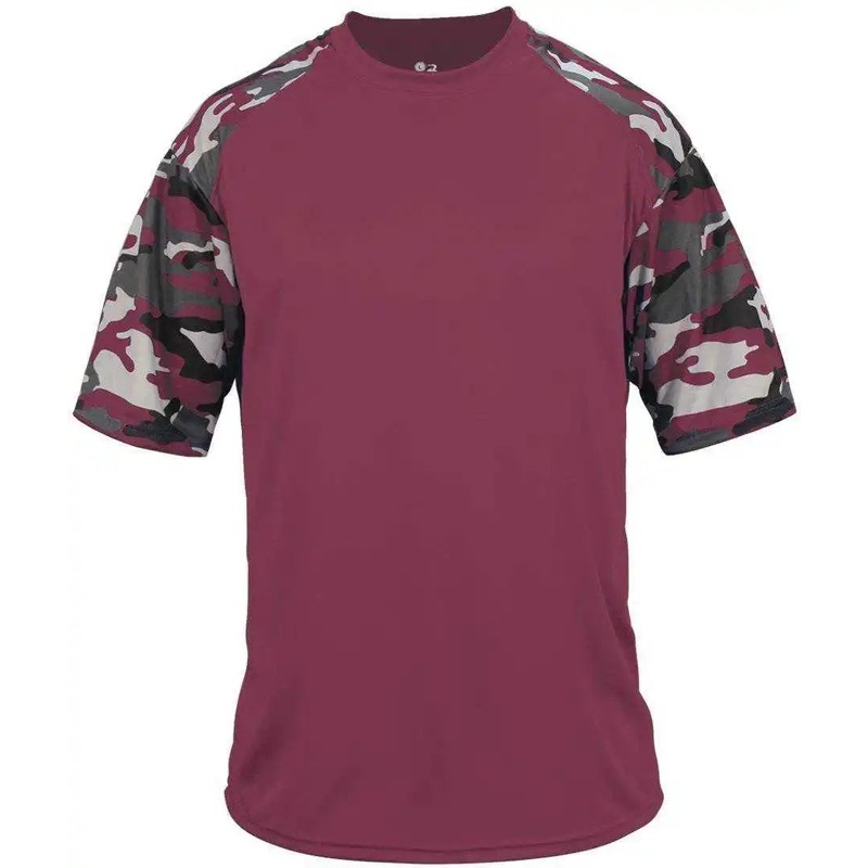Badger Sport 2141 Camo Sport Youth Tee – Maroon Maroon Camo