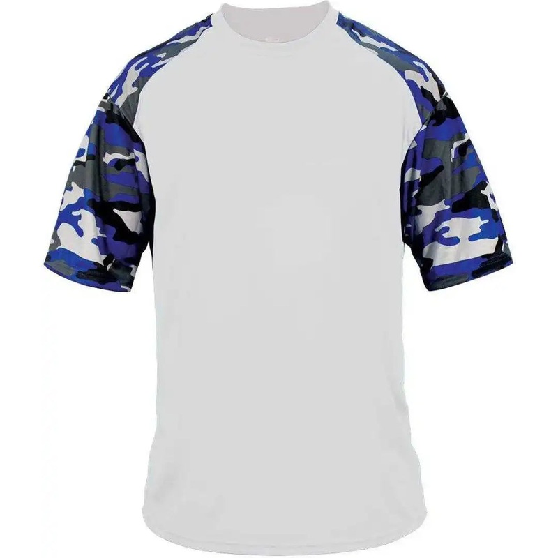 Badger Sport 2141 Camo Sport Youth Tee – White Royal Camo