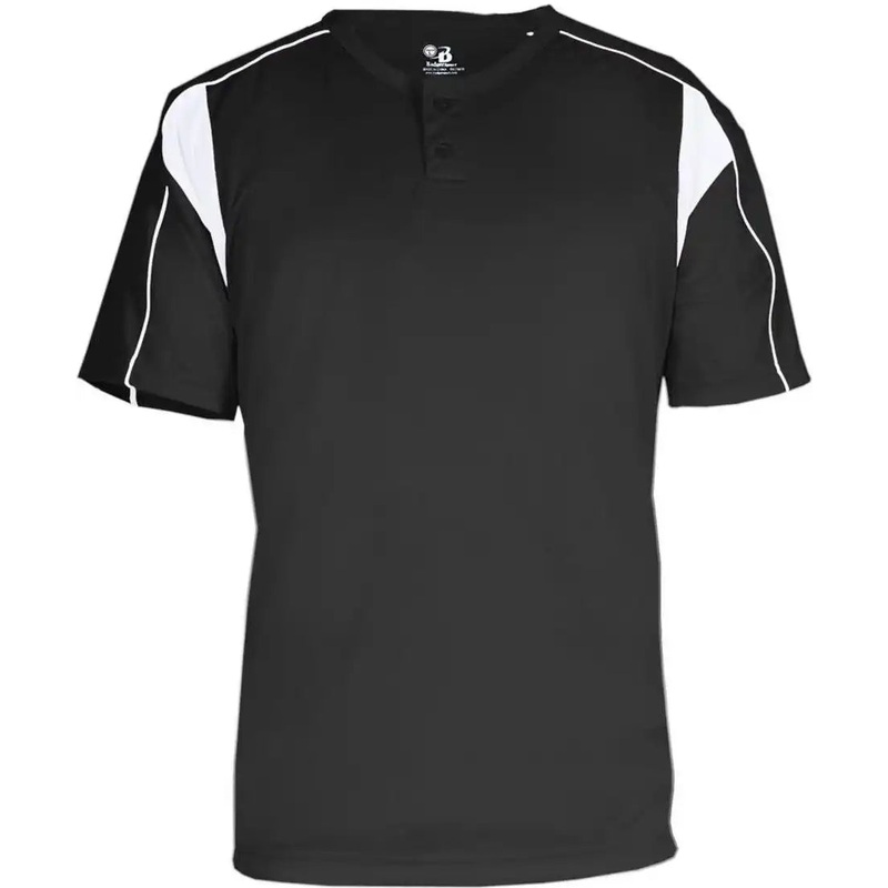 Badger Sport 2937 Youth Pro Placket – Black White