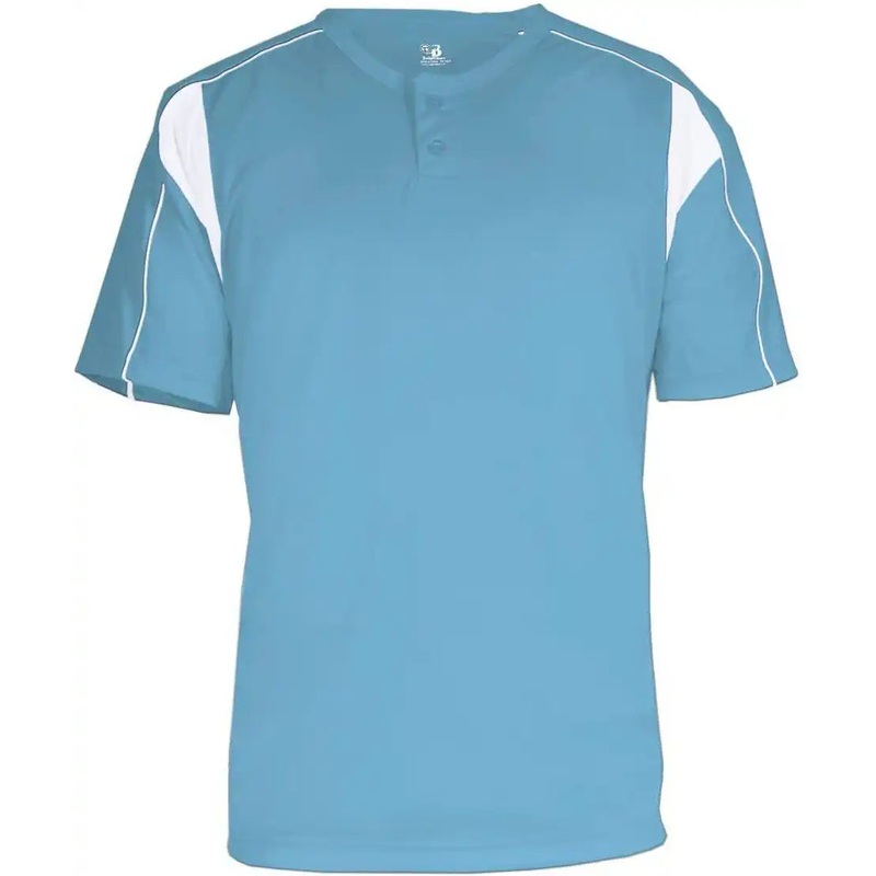 Badger Sport 2937 Youth Pro Placket – Columbia Blue White