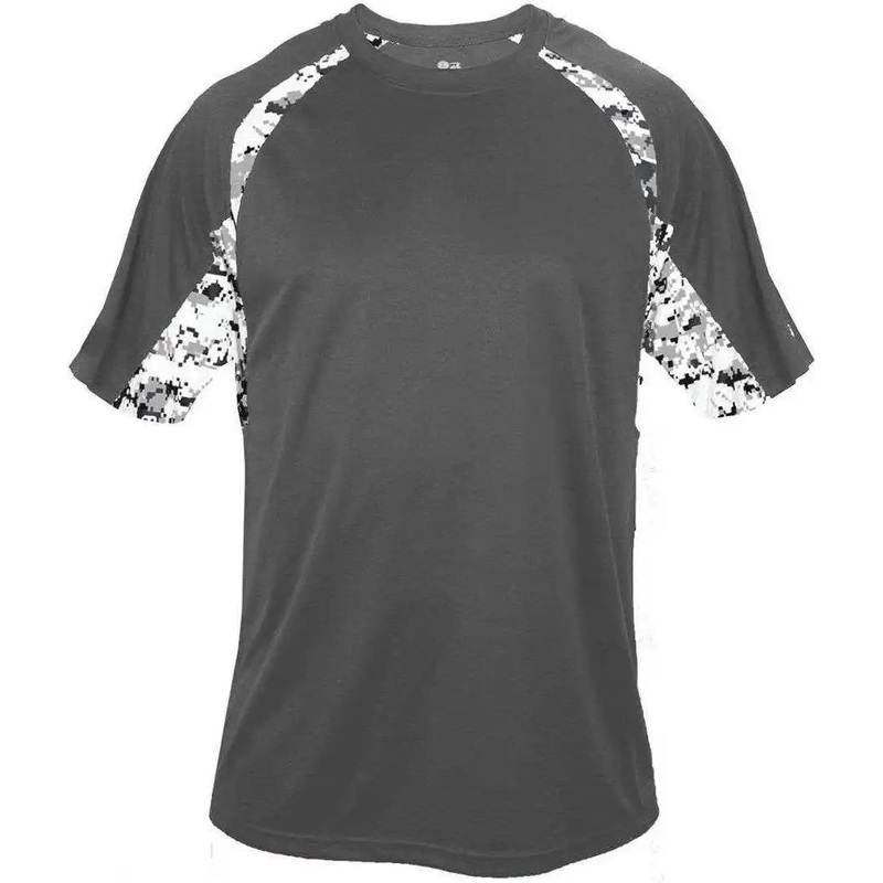 Badger Sport 4140 Digital Hook Adult Tee – Graphite White Digital