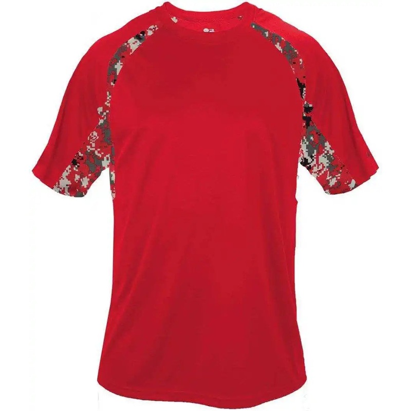 Badger Sport 4140 Digital Hook Adult Tee – Red Red Digital