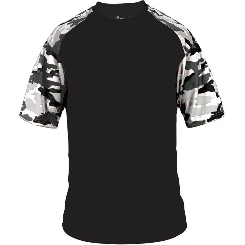 Badger Sport 4141 Camo Sport Adult Tee – Black White Camo