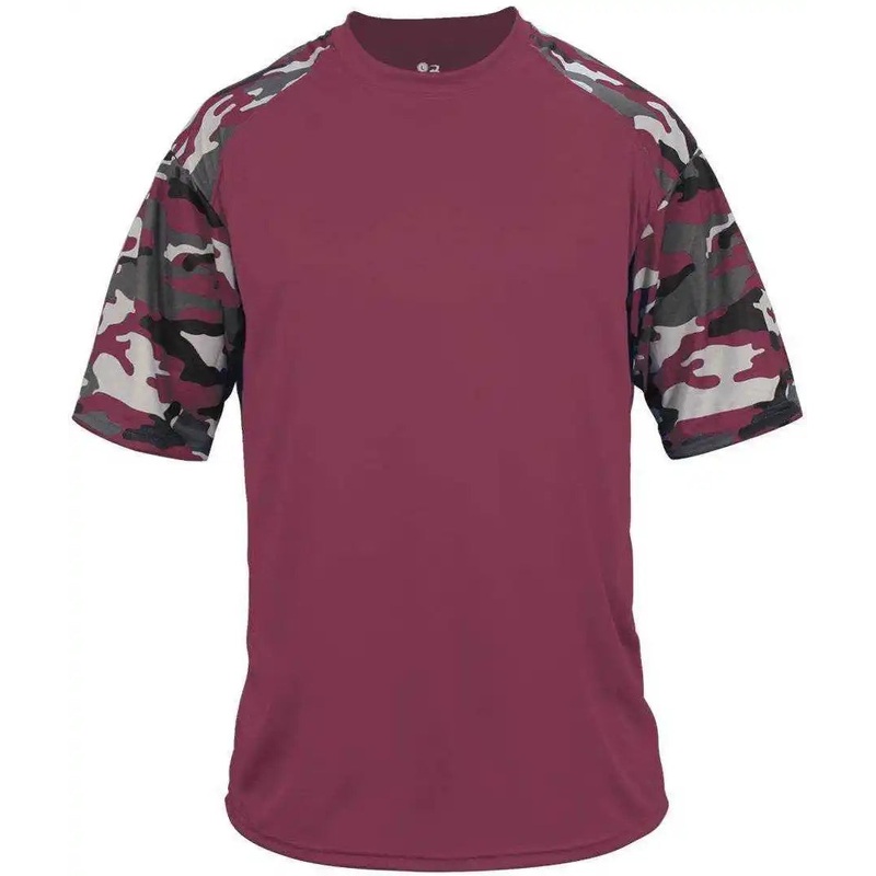 Badger Sport 4141 Camo Sport Adult Tee – Maroon Maroon Camo
