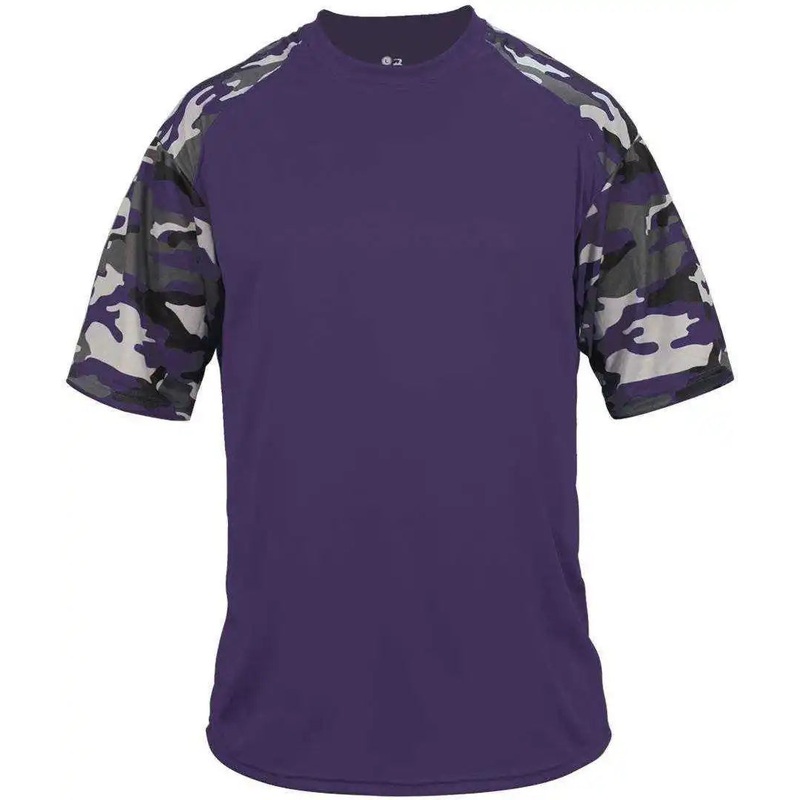 Badger Sport 4141 Camo Sport Adult Tee – Purple Purple Camo