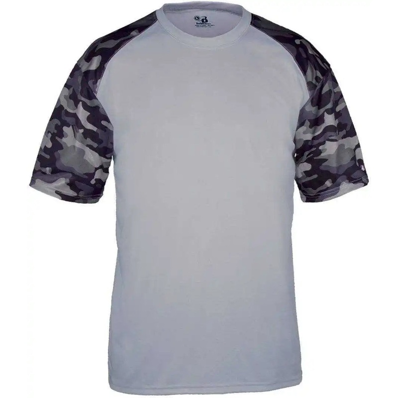 Badger Sport 4141 Camo Sport Adult Tee – Silver Black Camo