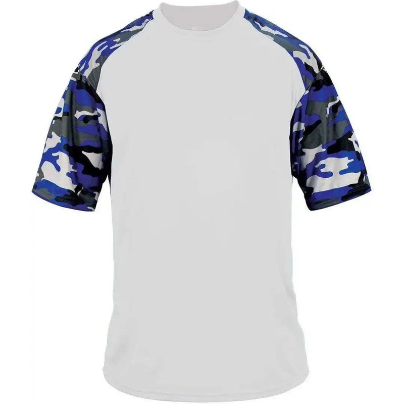 Badger Sport 4141 Camo Sport Adult Tee – White Royal Camo