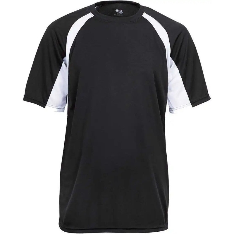 Badger Sport 4144 Adult Hook Tee – Black White