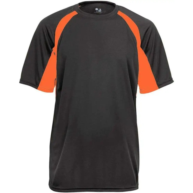 Badger Sport 4144 Adult Hook Tee – Graphite Safety Orange