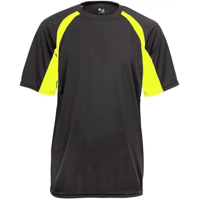 Badger Sport 4144 Adult Hook Tee – Graphite Safety Yellow