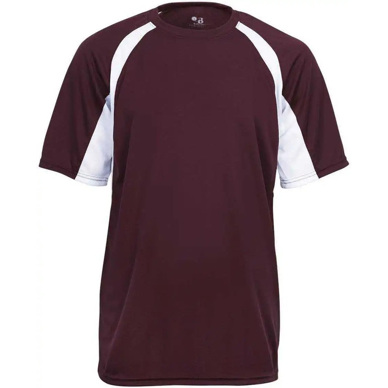Badger Sport 4144 Adult Hook Tee – Maroon White