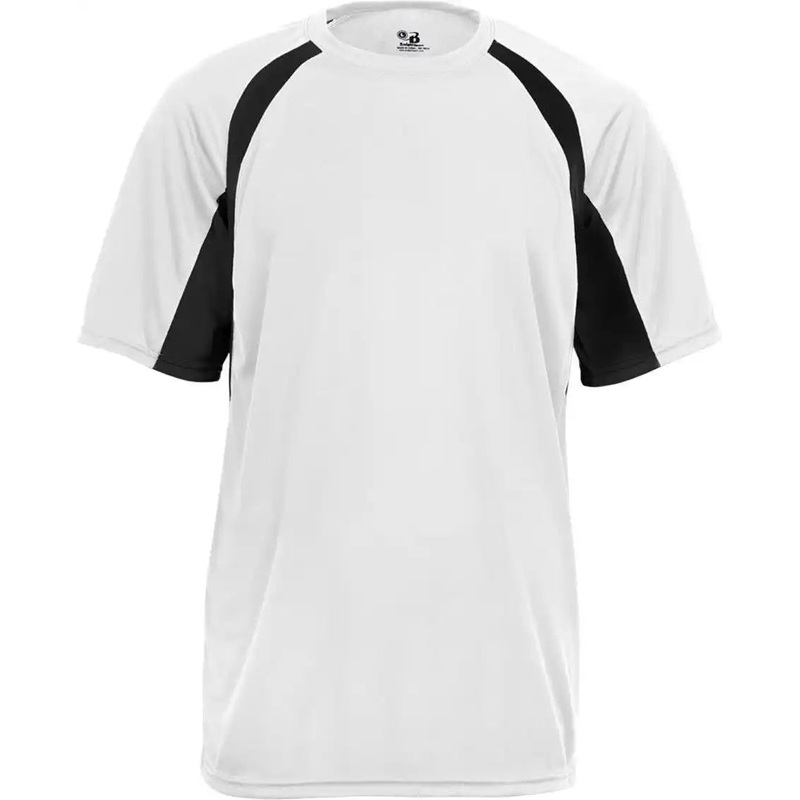 Badger Sport 4144 Adult Hook Tee – White Black