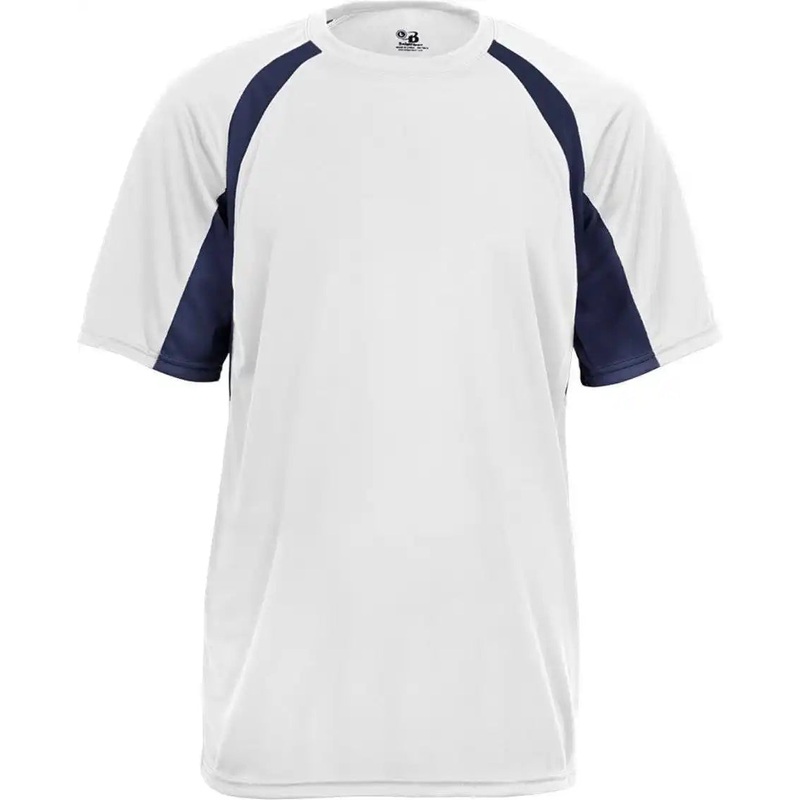 Badger Sport 4144 Adult Hook Tee – White Navy