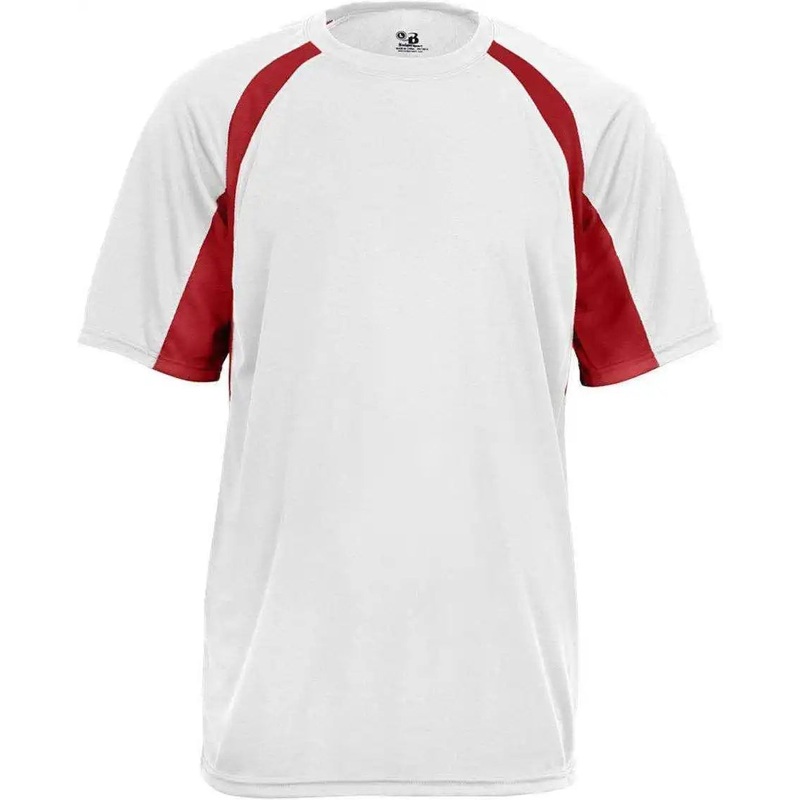 Badger Sport 4144 Adult Hook Tee – White Red