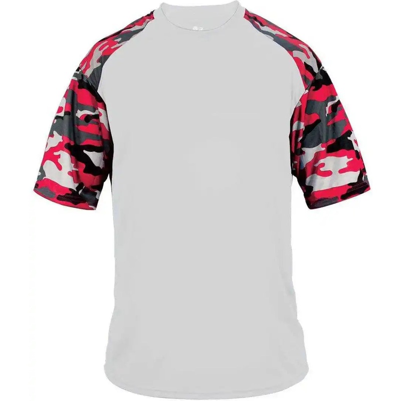 Badger Sport 4141 Camo Sport Adult Tee – White Red Camo