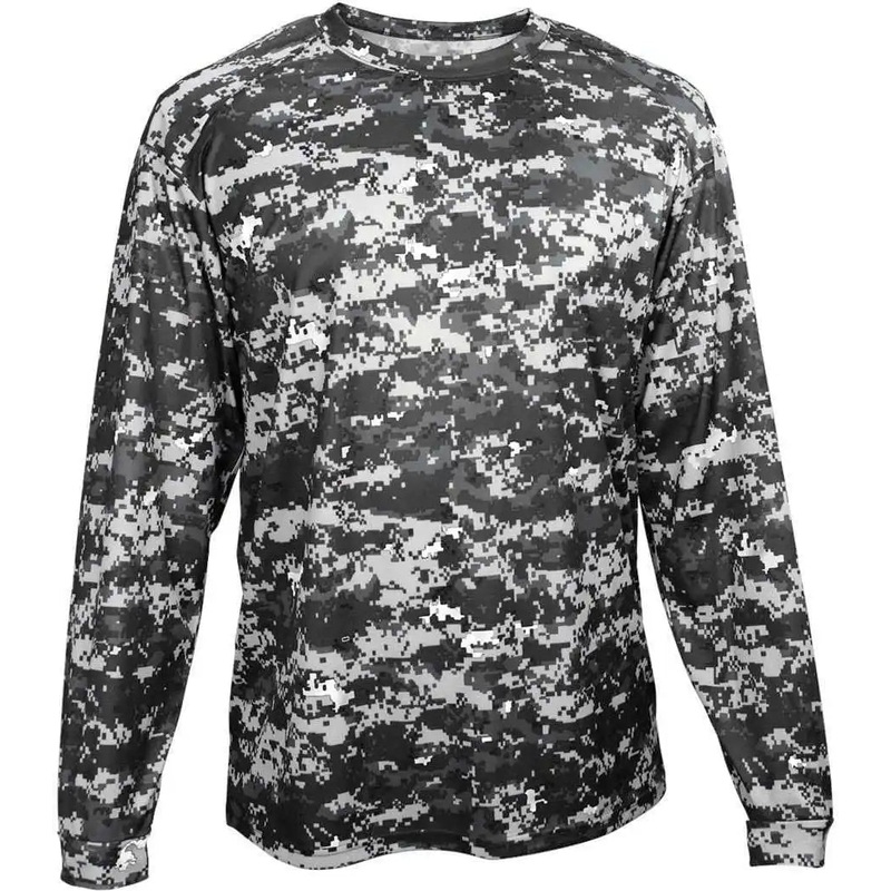 Badger Sport 4184 Adult Digital Long Sleeve Tee – Black Digital