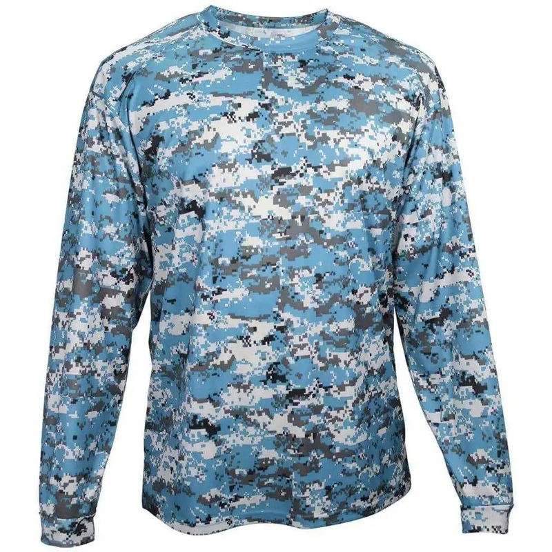 Badger Sport 4184 Adult Digital Long Sleeve Tee – Columbia Blue Digital