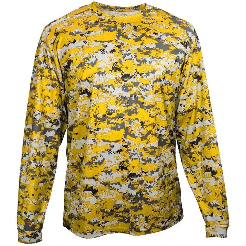 Badger Sport 4184 Adult Digital Long Sleeve Tee – Gold Digital