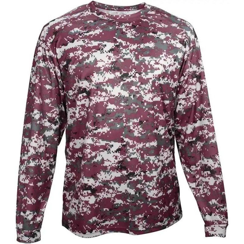 Badger Sport 4184 Adult Digital Long Sleeve Tee – Maroon Digital