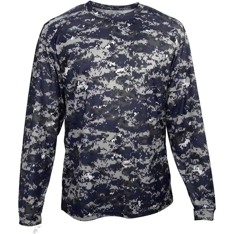 Badger Sport 4184 Adult Digital Long Sleeve Tee – Navy Digital
