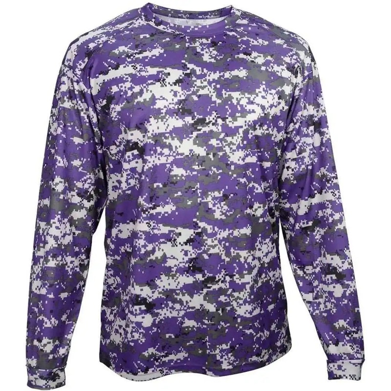 Badger Sport 4184 Adult Digital Long Sleeve Tee – Purple Digital