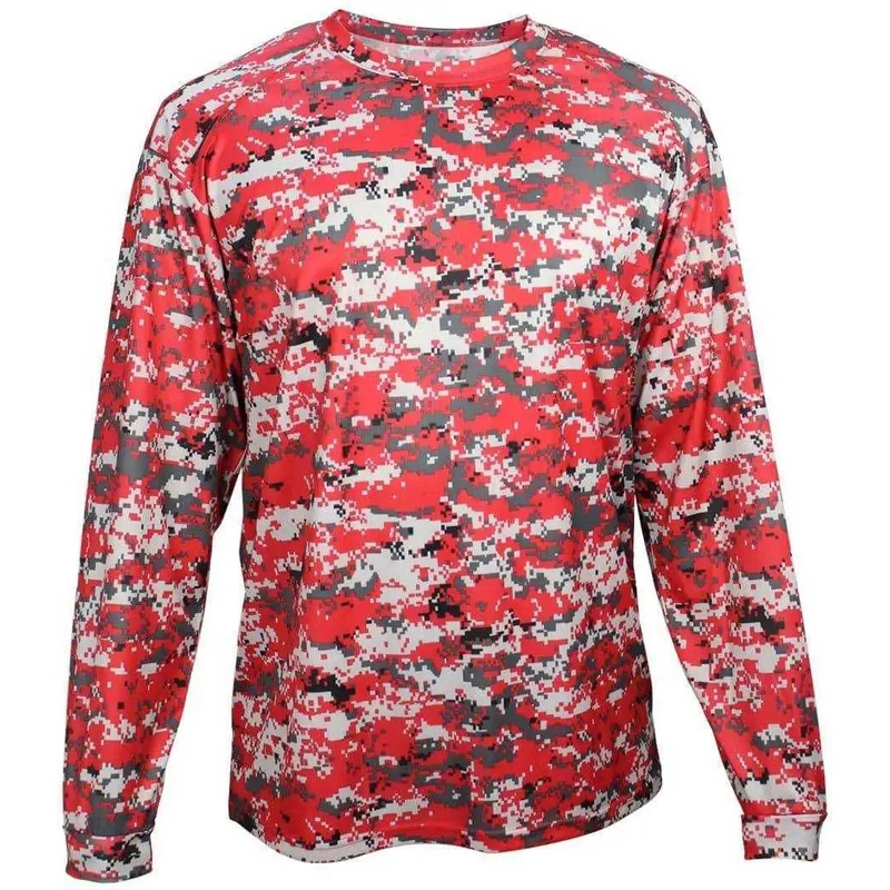 Badger Sport 4184 Adult Digital Long Sleeve Tee – Red Digital