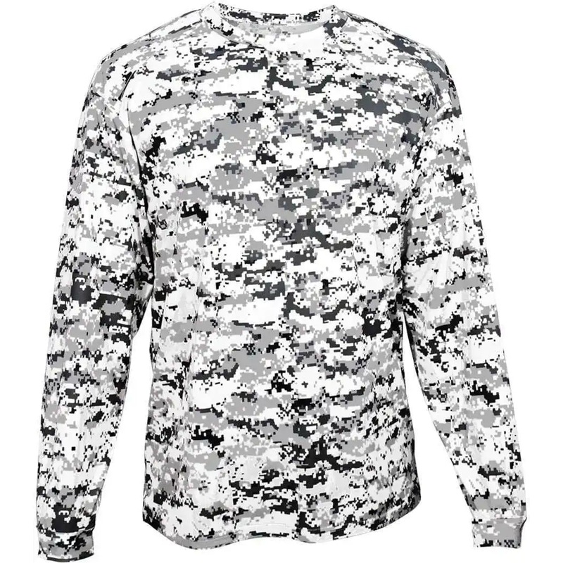 Badger Sport 4184 Adult Digital Long Sleeve Tee – White Digital