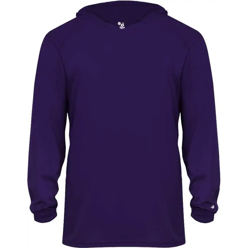 Badger Sport 2105 B-Core Long Sleeve Youth Hoodie Tee – Purple