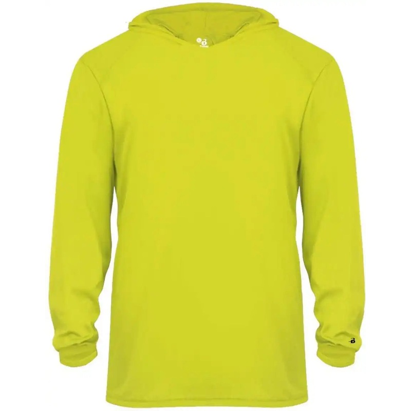 Badger Sport 2105 B-Core Long Sleeve Youth Hoodie Tee – Safety Yellow Green