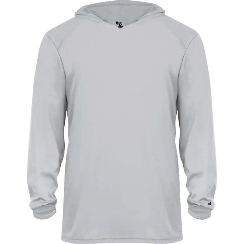 Badger Sport 2105 B-Core Long Sleeve Youth Hoodie Tee – Silver