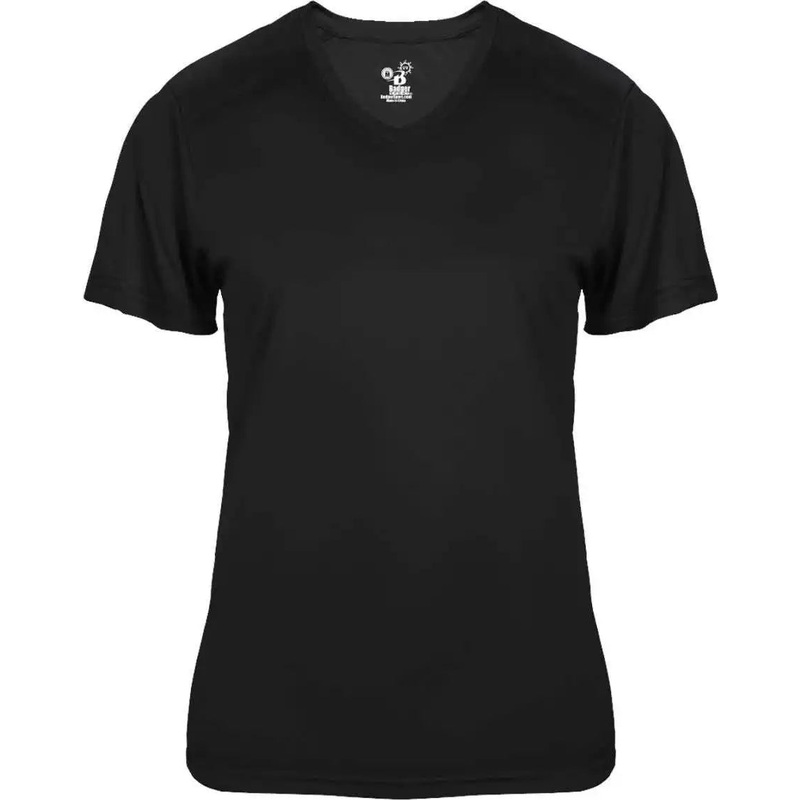 Badger Sport 4062 Ultimate Softlock Ladies V-neck Short Sleeve Tee – Black