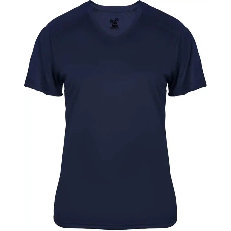 Badger Sport 4062 Ultimate Softlock Ladies V-neck Short Sleeve Tee – Navy
