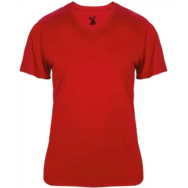 Badger Sport 4062 Ultimate Softlock Ladies V-neck Short Sleeve Tee – Red