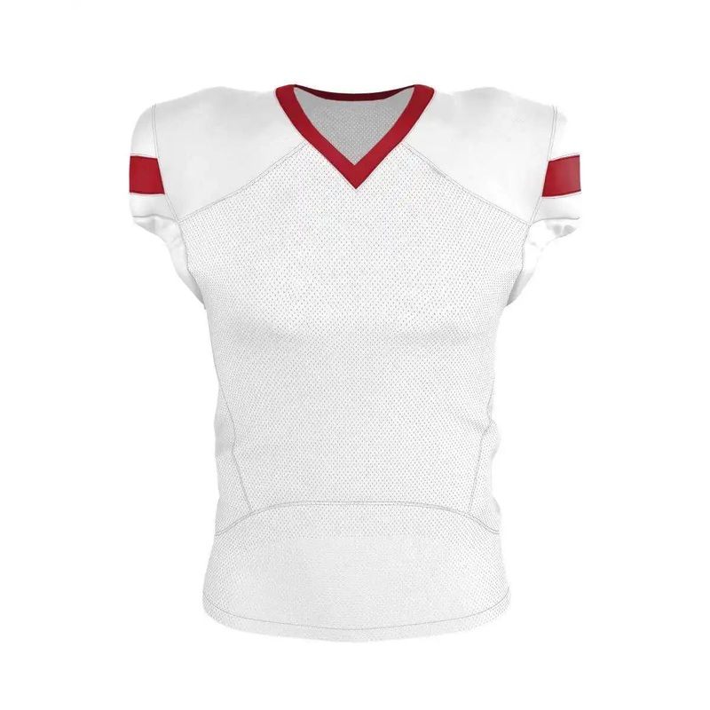 Alleson Athletic 754 Adult Pro Flex Cut Belt Length Football Jersey – White Red