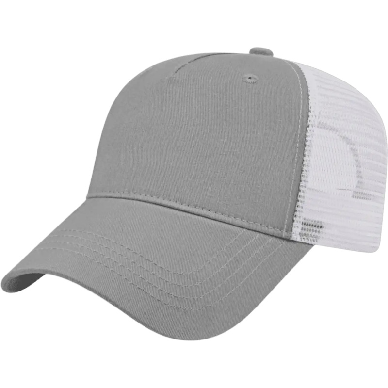 Cap America X600 X tra Value Five Panel Mesh Back Cap – Gray White